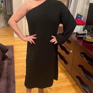 Zara One shoulder slit maxi sweater